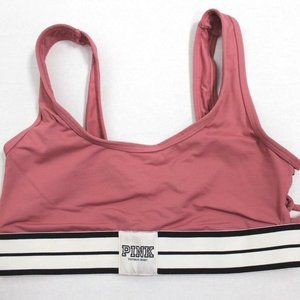 Victoria's Secret PINK Lace-Up Side Bralette Bra Mauve with White Logo